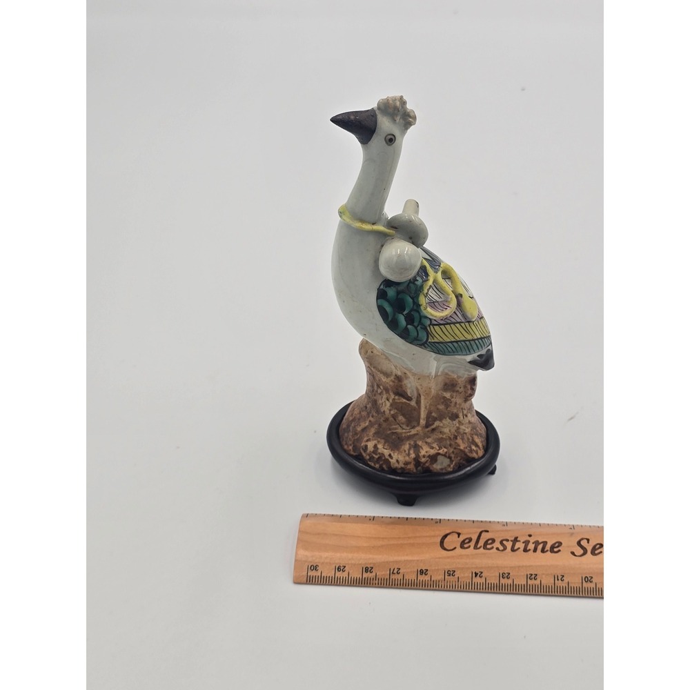Vintage 1970s Chinese Famille Rose Porcelain Stork Figurine Bird with Box #120 - Picture 13 of 14